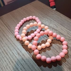 Pink beaded bracelet set